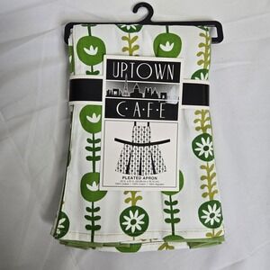 Kay Dee Designs Uptown Cafe Pleated Apron, 100% Cotton, Green/White, New